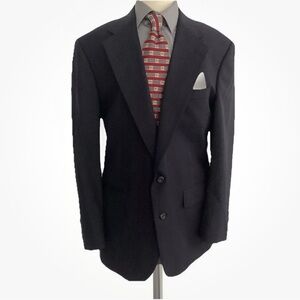 Polo University Club By Ralph Lauren Vtg Wool Navy Pinstripe 2 Button Blazer 42R